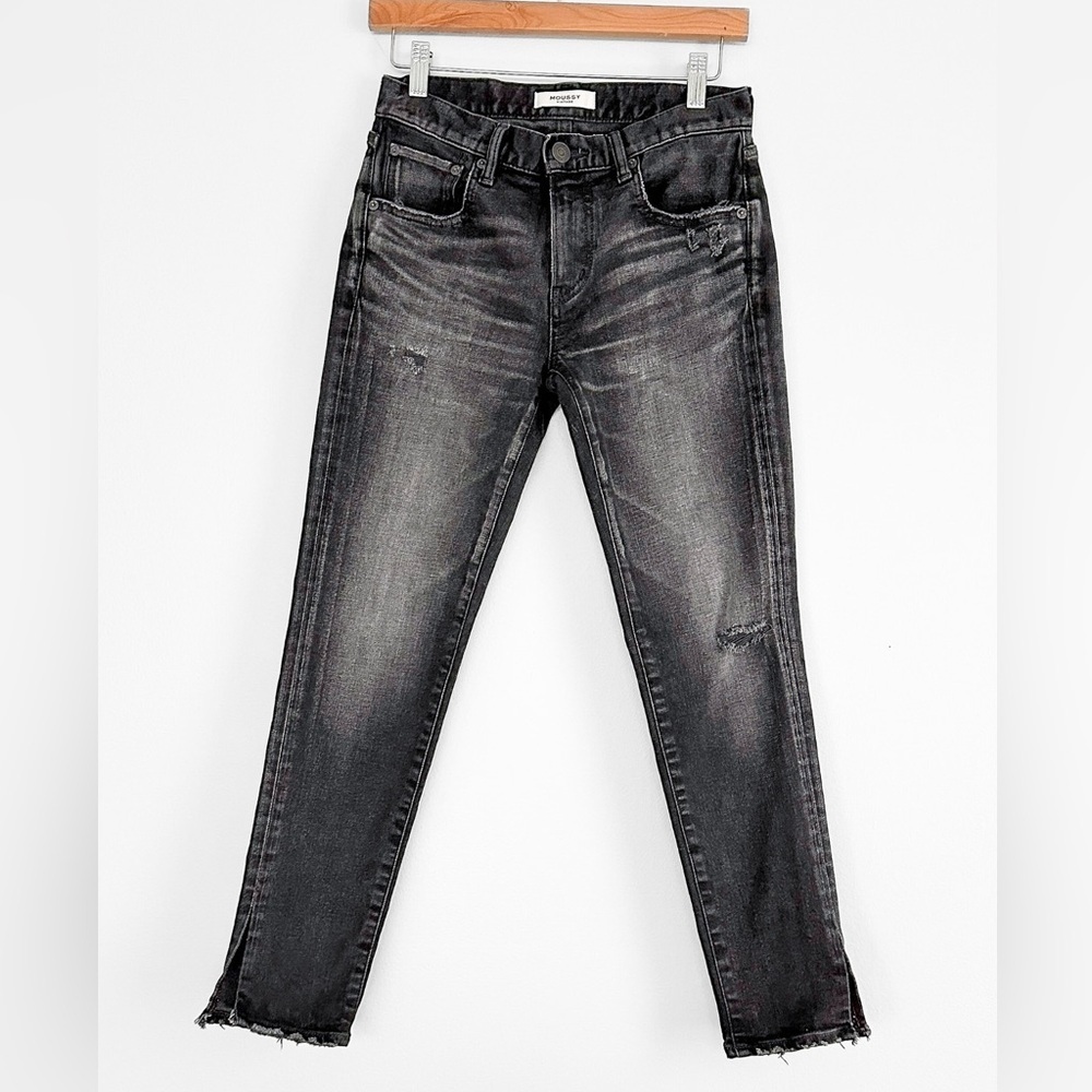 Moussy Vintage Black Distressed Howa Japanese Skinny Ankle Jeans (24 or 2) - Picture 2 of 7